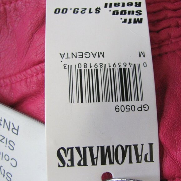 PALOMARES LADIES MAGENTA VEGAN LEATHER BOMBER JACKET - Picture 12 of 15